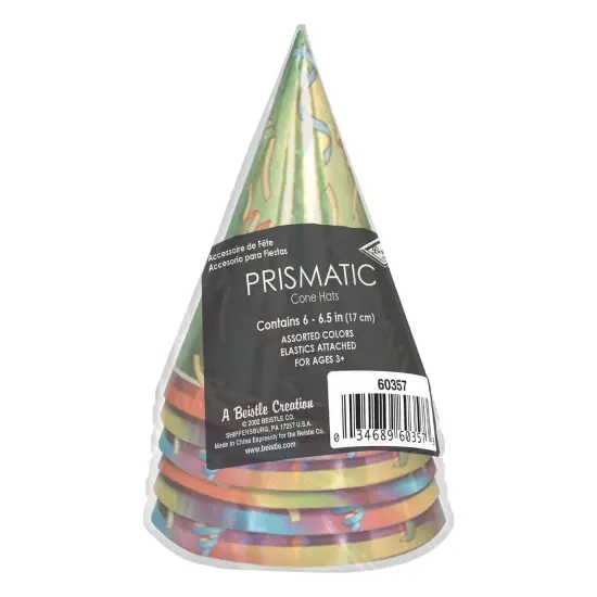 72 Pack Bulk Prismatic Cone Hats {3}