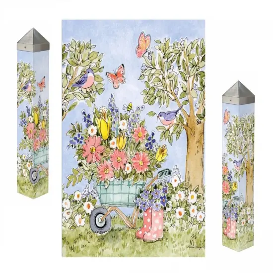 Flower Cart Art Peace Pole 20 Inches Tall Susan Winget {1}