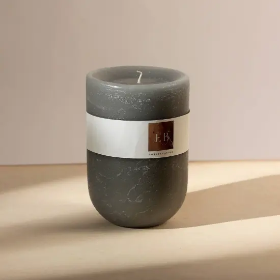 Rustic Goblet-Shaped Unscented Wax Candle {1}