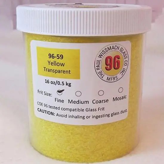 Wissmach Frit Fine Yellow Transparent 96-52 1Lb. Jar 96 COE {2}
