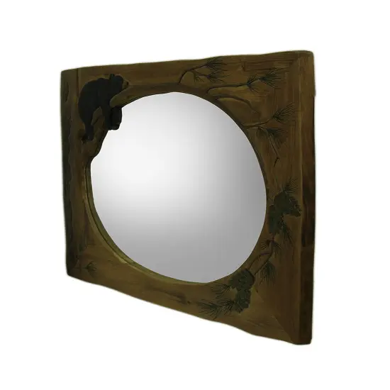 Lazy Bear Hand Crafted Wood Framed Wall Mirror {3}