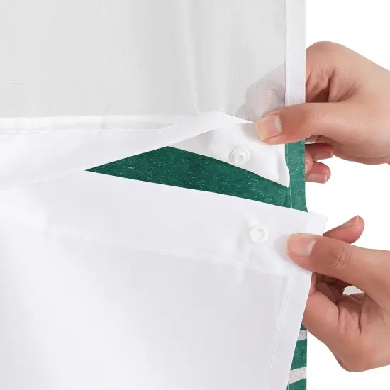 Americanflat 72x75 Hookless Shower Curtain - Abstract Green White Shower Curtain with Sheer Panel, Snap-In Liner, and Grommets - 100% Polyester {6}