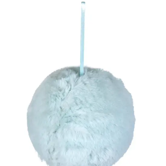 Northlight Faux Fur Plush Ball Christmas Ornament - 4" - Light Green {6}