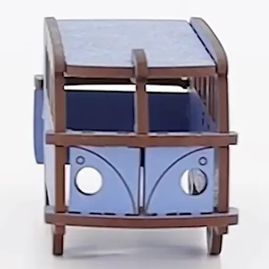 Little & Wood: Woodlet: Medium - Camper Van - Blue, 3D Wooden Vehicle Puzzle Kit, Easy Assembly Pop-Out Build Fun, Sustainably Sourced Wood, Ages 6+ {5}