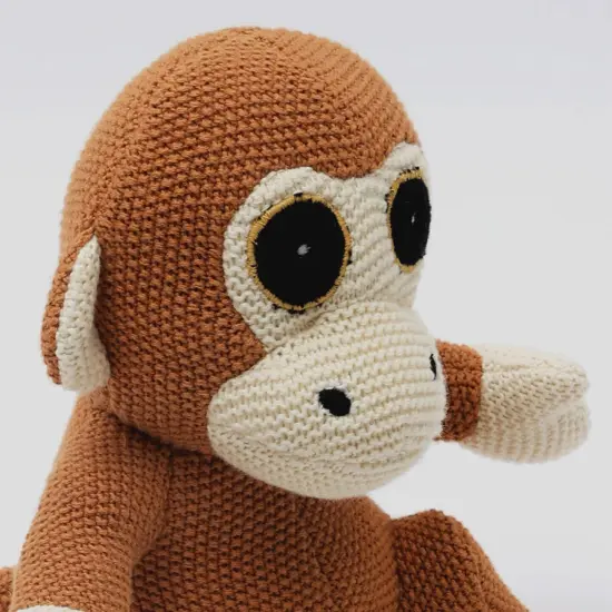 100% Handmade Cotton knitted Soft Monkey Plush Toy/Soft Toys apricot tan {3}