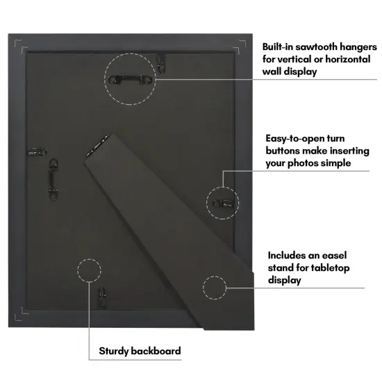 Americanflat 8x10 Picture Frame with Decorative Inner Mat Accent - Use as 5x7 photo frame with Mat or 8x10 frame without the Mat - Statement Frame with Shatter-Resistant Glass and Easel Stand {12}