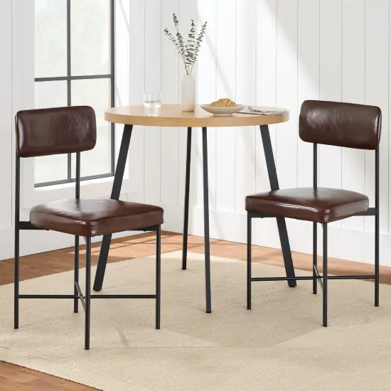 Best Choice Products Faux Leather Dining Chair Set of 2, Standard Height w/ Metal Frame Mocha Brown {4}