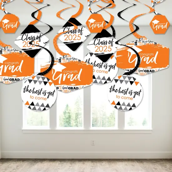 Big Dot of Happiness Orange Graduation Class of 2025 Decorations Hanging Swirls - Set of 40 {4}