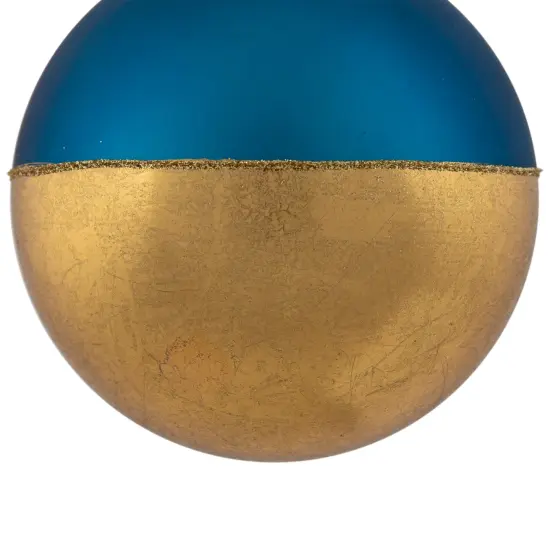 Northlight 3.5" Blue and Gold Glass Ball Christmas Ornament {7}