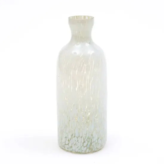 Decorative Ivory Splutter Glass Vase - 4X10 Inch {3}
