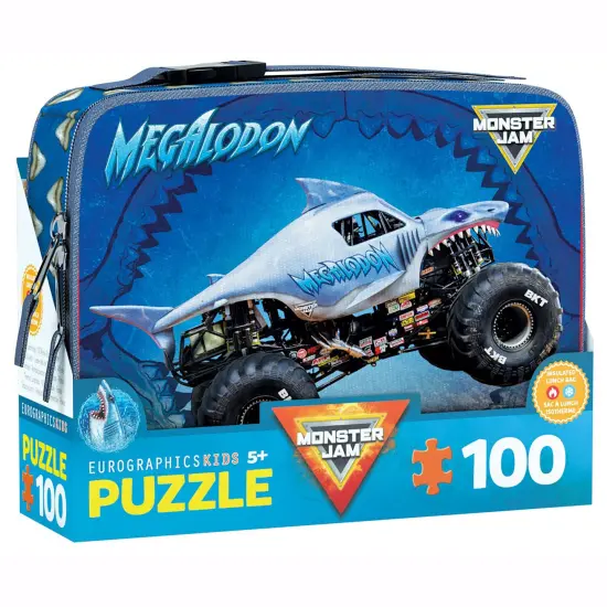 Eurographics: Monster Jam Puzzle & Lunch Box - Megalodon - 100-Piece Jigsaw & Insulated Zipper Bag - Shark-Themed Monster Truck Set, Licensed, Kids 5+ {1}