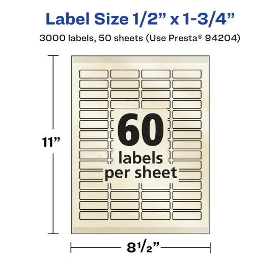 Avery Pearlized Ivory Rectangle Labels with Sure Feed Technology, Print-to-the-Edge, .5" x 1.75" {5}
