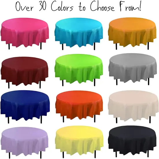 Exquisite Disposable Round Plastic Tablecloths &ndash; 12 Pack 84" Disposable Table Cloths &ndash; Indoor/Outdoor Party Tablecloth &ndash; Round Plastic Table Cover for Events & Party Supplies Gold {6}