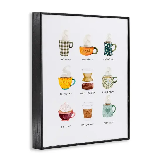 Stupell Industries Days of Week Coffee Mugs Framed Giclee By Joy Hall {3}