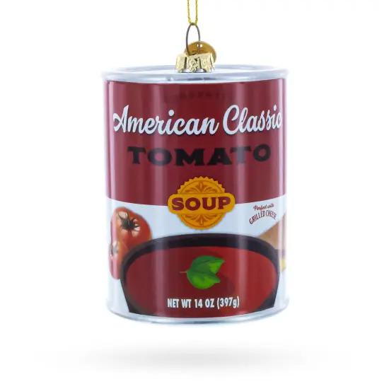 Tomato Soup Can Glass Christmas Ornament {1}
