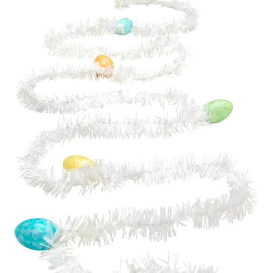 Northlight Tinsel Garland with Easter Eggs - 25' - White {5}