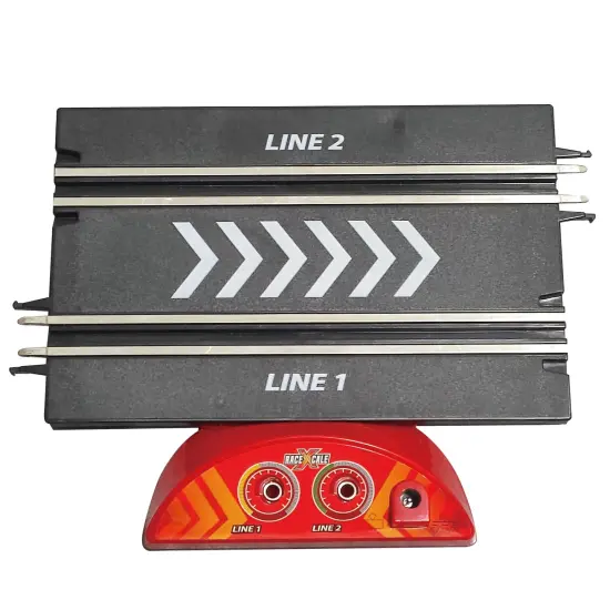 RaceXCale: Mega Loop Racer - 1:43 Scale G5 Slot Car Track, Electric Power Toy Set, 7'2" x 3'11", 2 Magnetic Cars w/ Head Lights, 2 Speed Controllers {7}