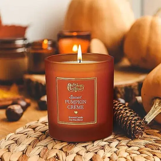 Old World Christmas 3.5 Inch Pumpkin Creme Scented Candle Thanksgiving Flame Candle , Thanksgiving Decor Orange {3}