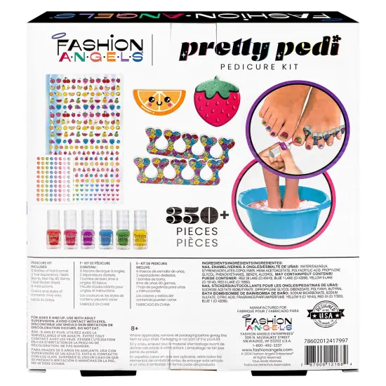 Fashion Angels: Pretty Pedi Pedicure Kit - Nail Spa & Salon Design Set, 6 Polishes, Stickers & Gems, Bath Fizz, Water-Based, Girls-Tweens-Kids 8+ {5}