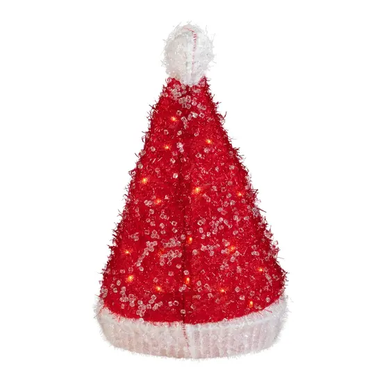 Northlight 12.25" Lighted Santa Hat Christmas Tree Topper, Clear Lights Red {7}