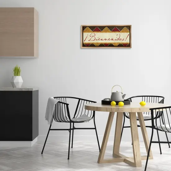 Stupell Industries Bienvenidos Patr&oacute;n Tradicional Framed Floater Canvas Wall Art Brown Floater Frame {2}