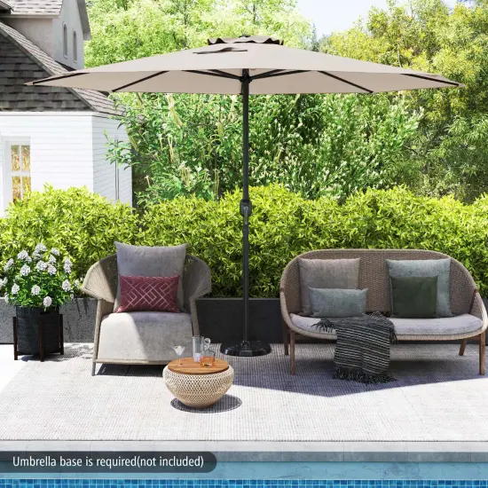 Costway 12 FT Patio Umbrella Outdoor Market Umbrella with Crank Handle 8 Sturdy Ribs Coffee/Beige/Red/Navy/Gray {12}