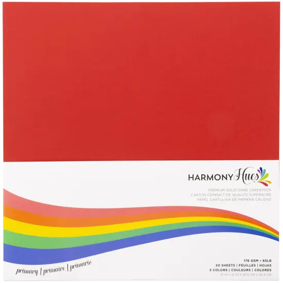 Harmony Hues 65# Cardstock 12"X12" 50/Pkg-Primary {1}