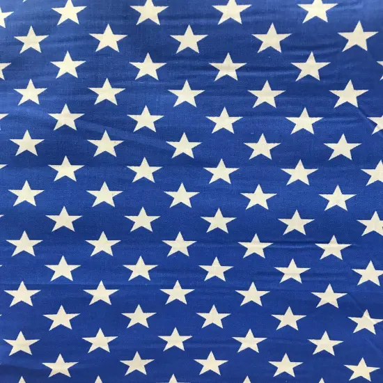 1 Yard Royal and White Stars Poly Cotton Fabric 59/60 Inch Width {1}