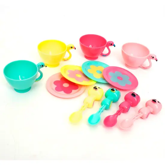 Zoo Troop: Flamingo Tea Set - 13 Pieces - Animal Tea Party Set, Flamingo Tea Pot & Accessories, Food & Kitchen Pretend Play, Toddler & Kids Ages 2+ {4}