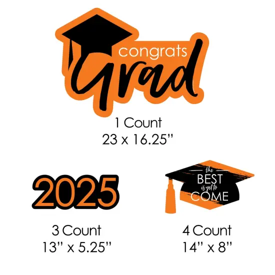 Big Dot of Happiness Orange Grad Class of 2025 Outdoor Decorations - Graduation Yard Signs - Set of 8 {7}