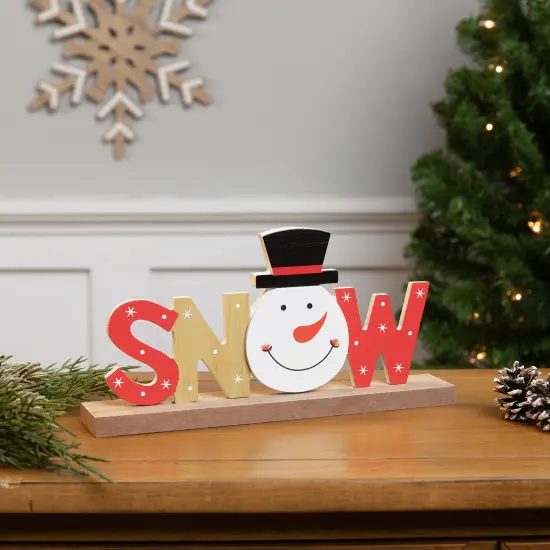 Northlight Wooden Snowman Tabletop Christmas Sign - 9.5" Red {1}