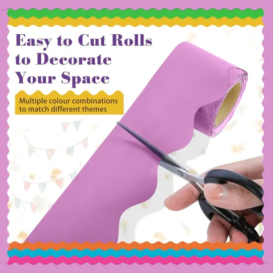 6 Rolls 198 Ft Bulletin Board Borders for Classroom, Paper Roll Scalloped Classroom {3}