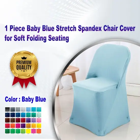 1 Piece Baby Blue Stretch Spandex Chair Cover for Soft Folding Seating {1}