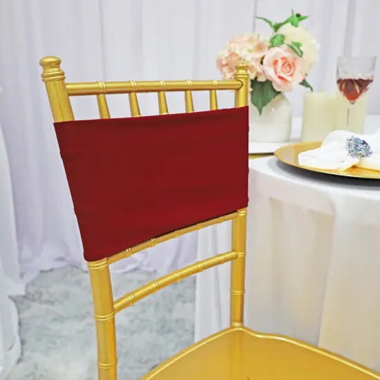 10 Pieces Vibrant Apple Red Stretch Spandex Chair Bands 7 x 13 Inches {2}