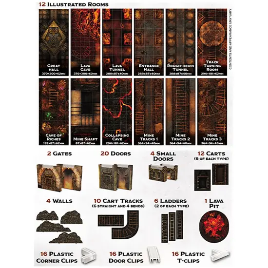Gale Force 9: Tenfold Dungeon - Mines of Khazad - Modular Roleplaying Terrain Set, Box To Table, 1" Grids, 12 Illustrated Rooms, RPG-Dungeon Crawling {5}