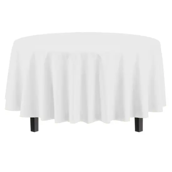Exquisite Disposable Round Plastic Tablecloths &ndash; 6 Pack 84" Disposable Table Cloths &ndash; Indoor/Outdoor Party Tablecloth &ndash; Round Plastic Table Cover for Events & Party Supplies White {5}