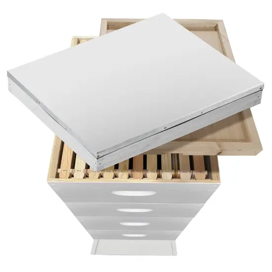 Honey Keeper Beehive Kit Fully Assembled and Painted - 10 Frame Kit, 2 Deep Brood Boxes and 2 Medium Supers White {3}