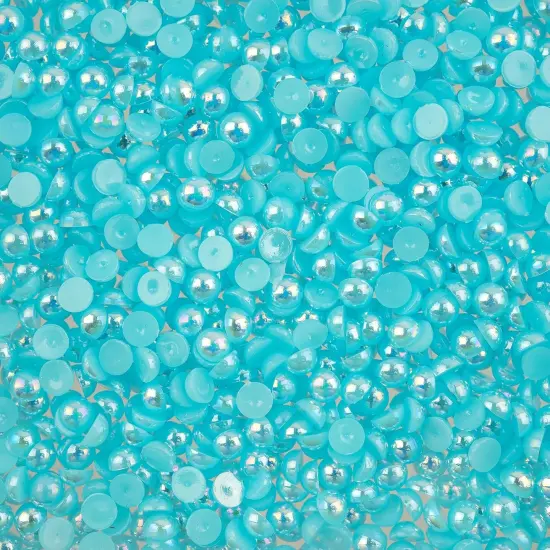 Crystal Lane DIY SS16(4mm) Plastic Pearl Flatback Rhinestones, 975pcs Light Blue AB {1}