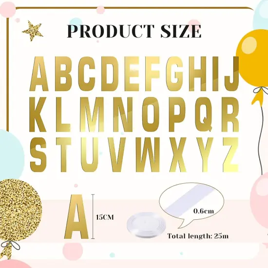 78 Pcs Make Your Own Banner Kits Large Size 6 Inch DIY Glitter Letter Pack {3}