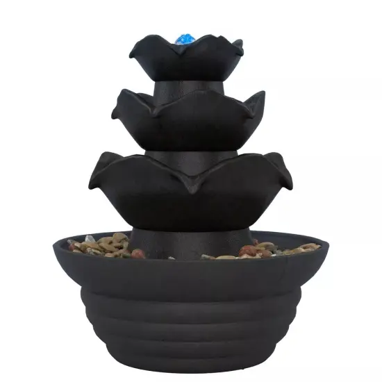 Tabletop Electric Water Fountain 3 Tier Cascading Indoor Waterfall w/ LED Light {3}
