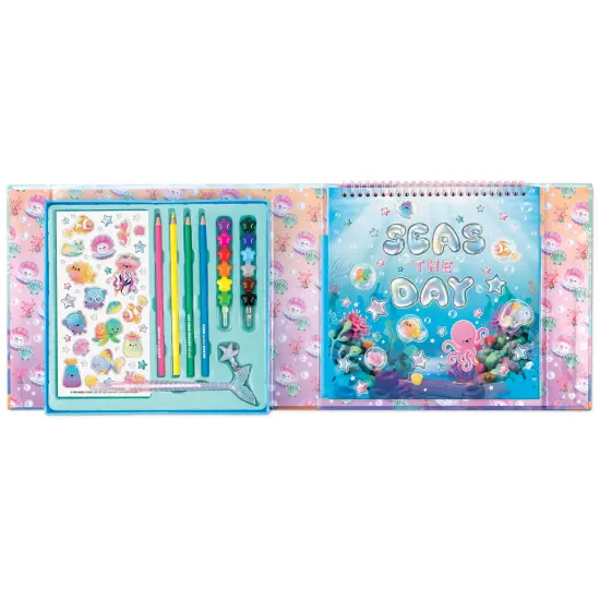 3C4G: Seas The Day! Aquatic Artist Drawing Set - 20pc Make Your Own Waves Ocean Themed Kit, Magnetic Closing Box, Full-Sized Sketchbook, Girls Kids 8+ {4}