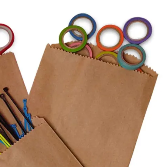 Flat Kraft Paper Bags 10" x 2" x 15" {5}