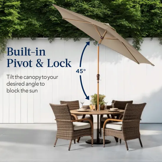 Best Choice Products 10ft Outdoor Woodgrain Pattern Steel Market Patio Umbrella w/ Crank, Tilt Tan {4}