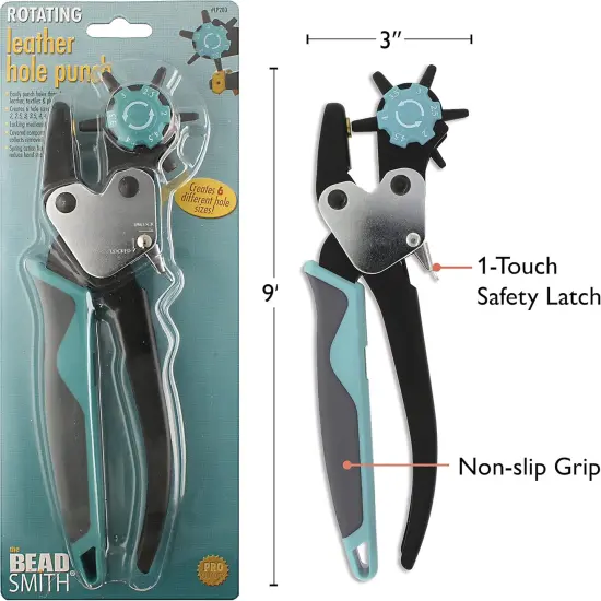The Beadsmith Rotating Ergonomic Leather Hole Punch, Six Hole-Size Options, Leather Crafts and Jewelry-Making Supplies {6}