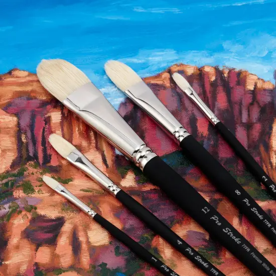 Creative Mark Pro Stroke Premium White Chungking Hog Bristle Artist Paint Brush - Filberts Set of 5 - Natural Bristle Brush w/ Soft Touch Handle for Oils, Watercolors, Acrylics, Alkyds, Caseins {3}