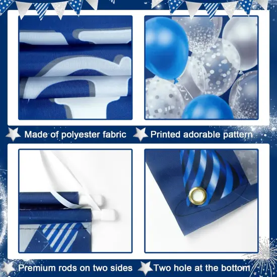 Happy Anniversary Door Banner Navy Blue and Silver Wedding Anniversary {5}