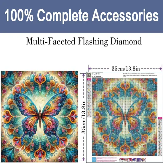 Butterfly Diamond Art Painting Kits for Adults, Full Drill Diamond Paintings for Beginners, Round 5D Diamonds Pictures Gem Art Painting Kits DIY Crafts Kits 14x14in {2}