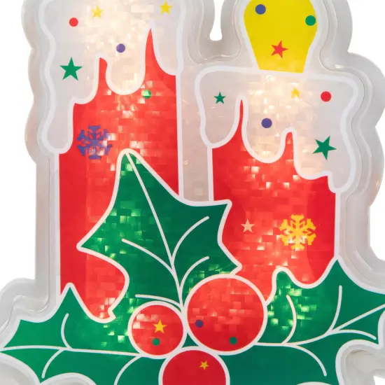 Northlight Lighted Berry Candle Christmas Window Silhouette - 12" - Clear Lights Red {7}