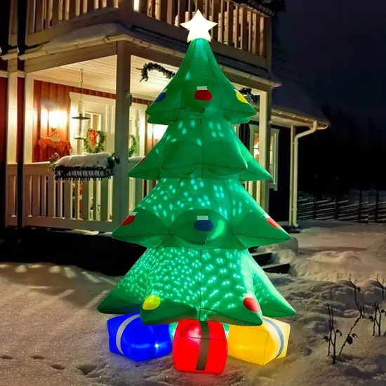 10Feet Inflatable Christmas Tree Decoration Outdoor Indoor Christmas Tree Blow up Decoration Christmas Party Gifts for Children Yard Outdoor Inflatable Tree Cute Display with LED Lights {2}