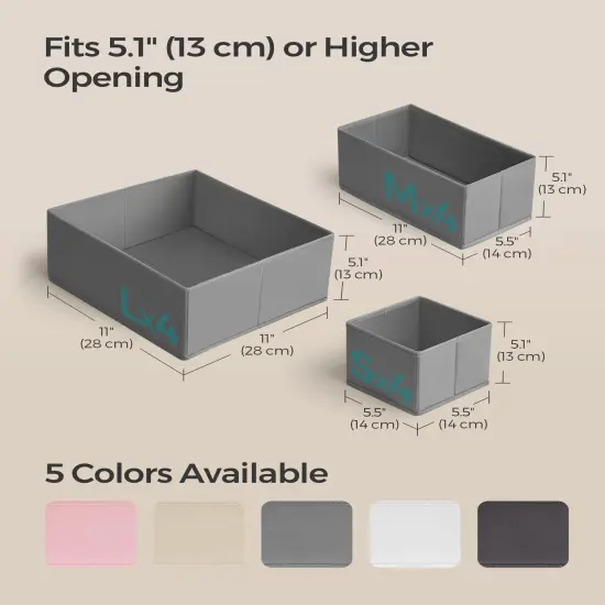 SONGMICS Drawer Organizer, Dresser Drawer Organizers, Set of 12, Foldable Fabric Storage Bins for Socks, Underwear, Bras, Ties, Scarves, Dove Gray URDZ006G02 {4}